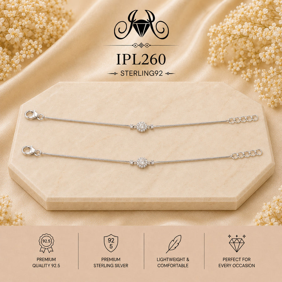 Minimal Floral Cluster 92.5 Sterling Silver Payal – IPL260
