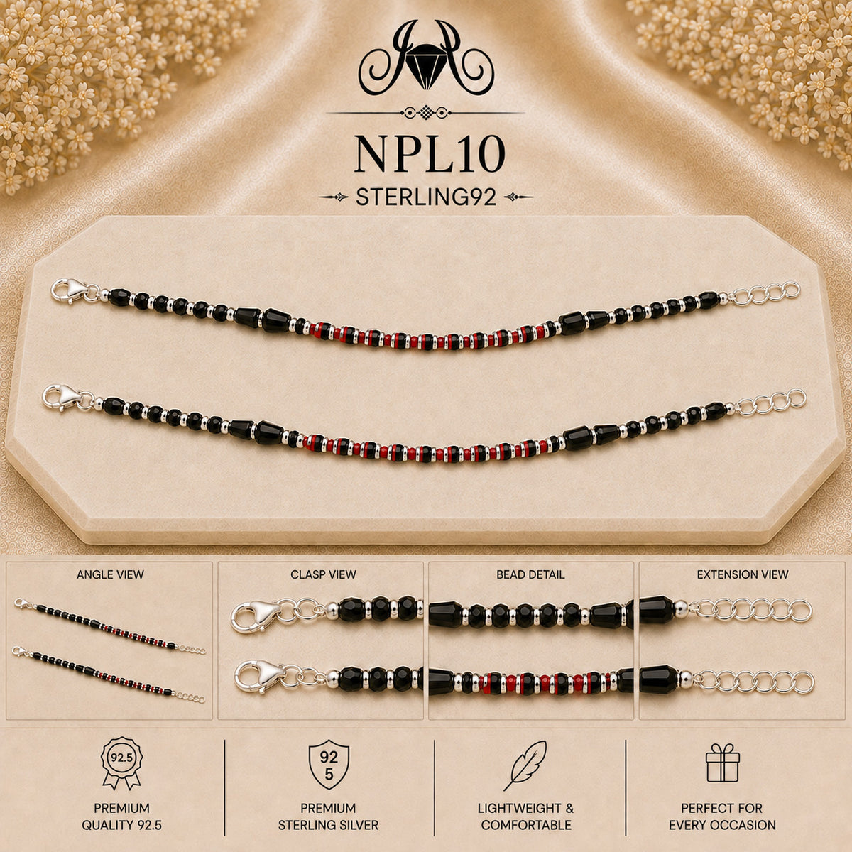 NPL10 Black Beeds Payal collage