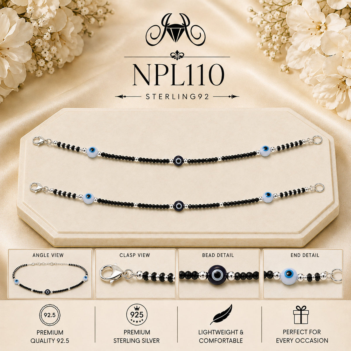 NPL110 Black Beeds Payal collage