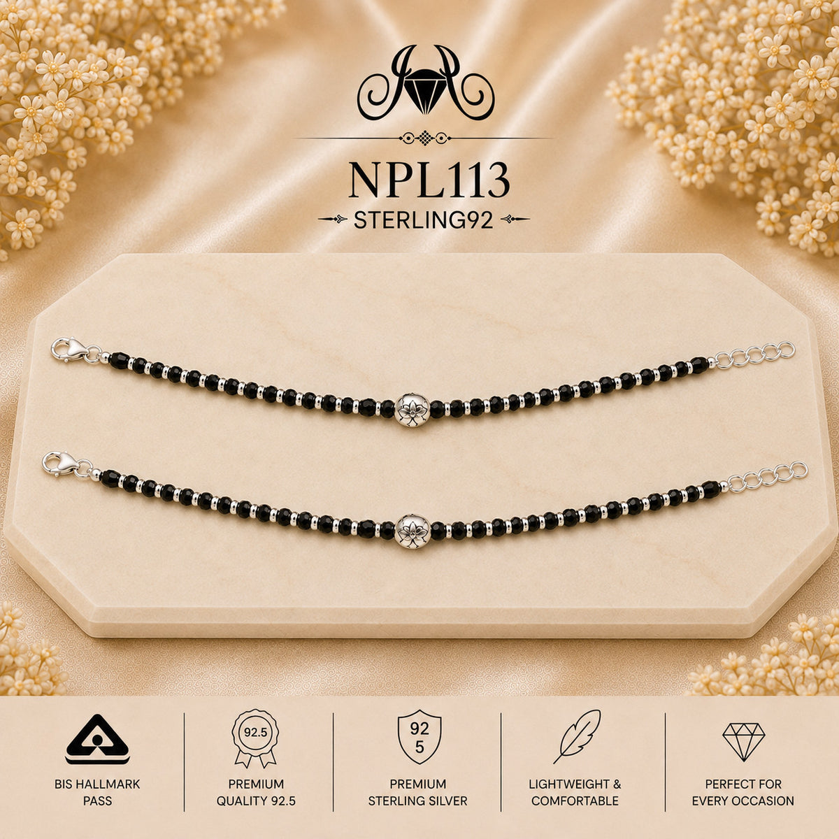 NPL113 Black Beeds Payal portrait