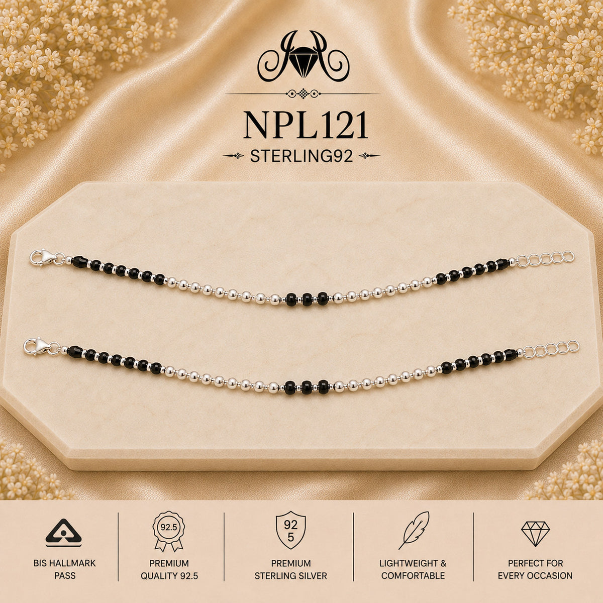 NPL121 Black Beeds Payal portrait