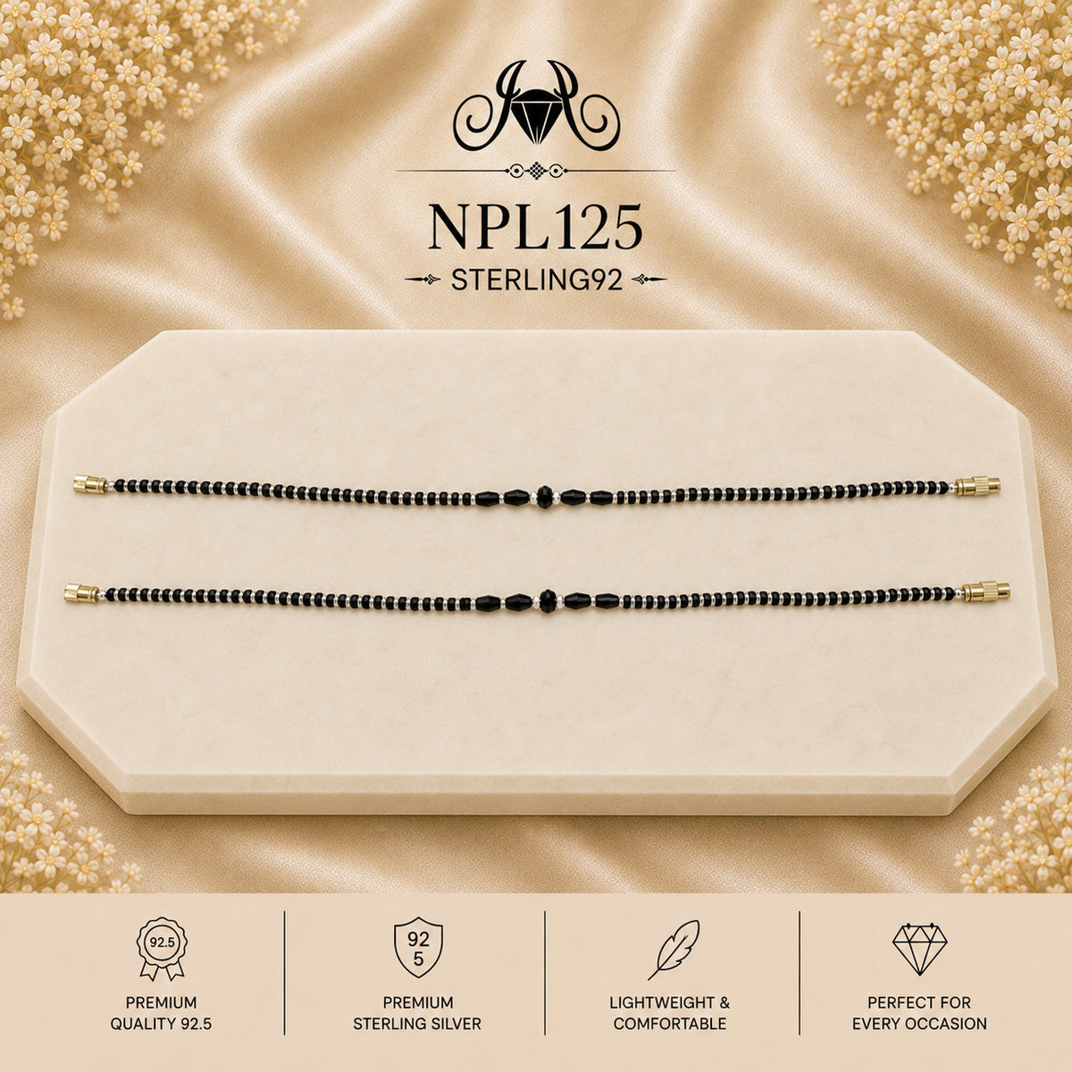 NPL125 Black Beeds Payal portrait
