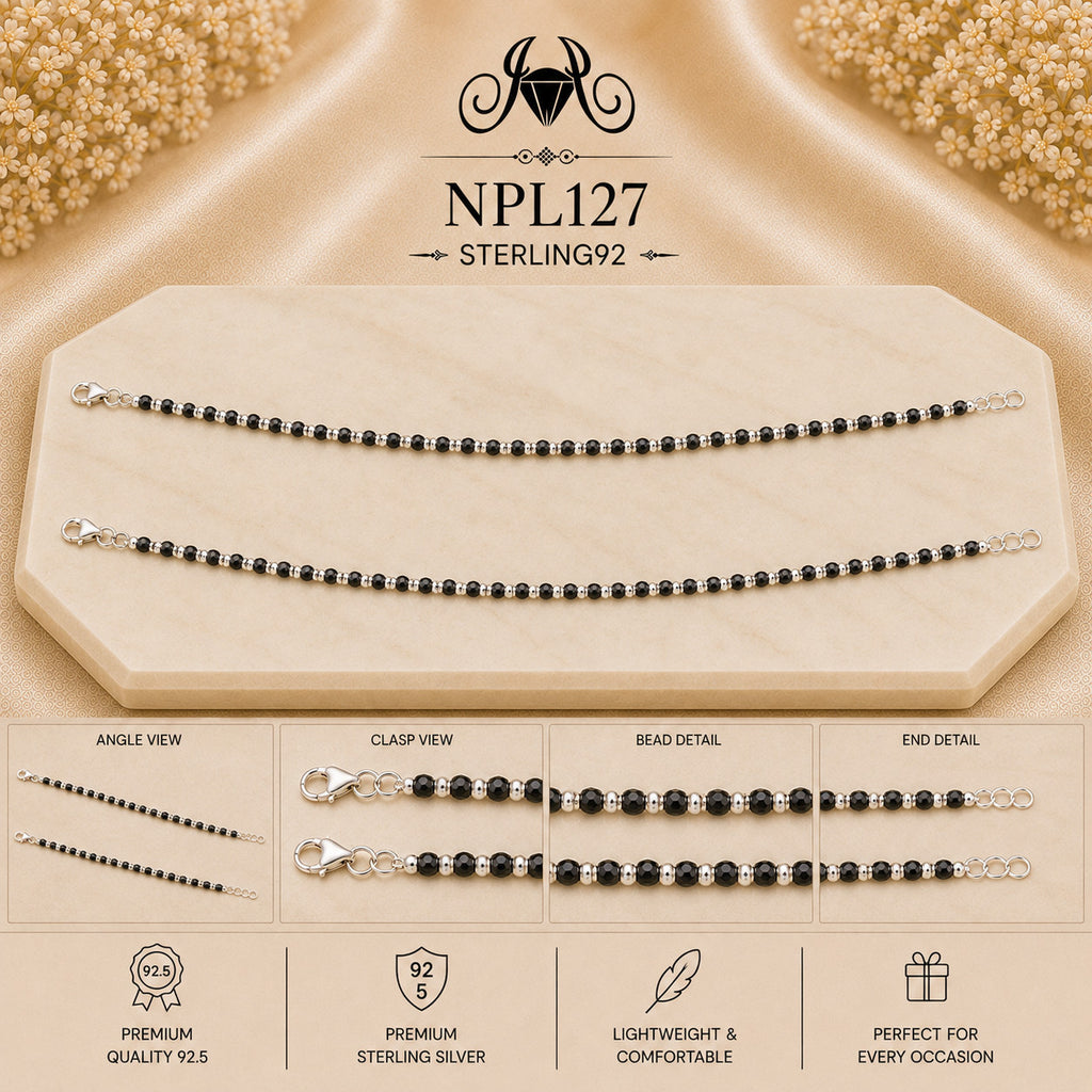 NPL127 Black Beeds Payal collage
