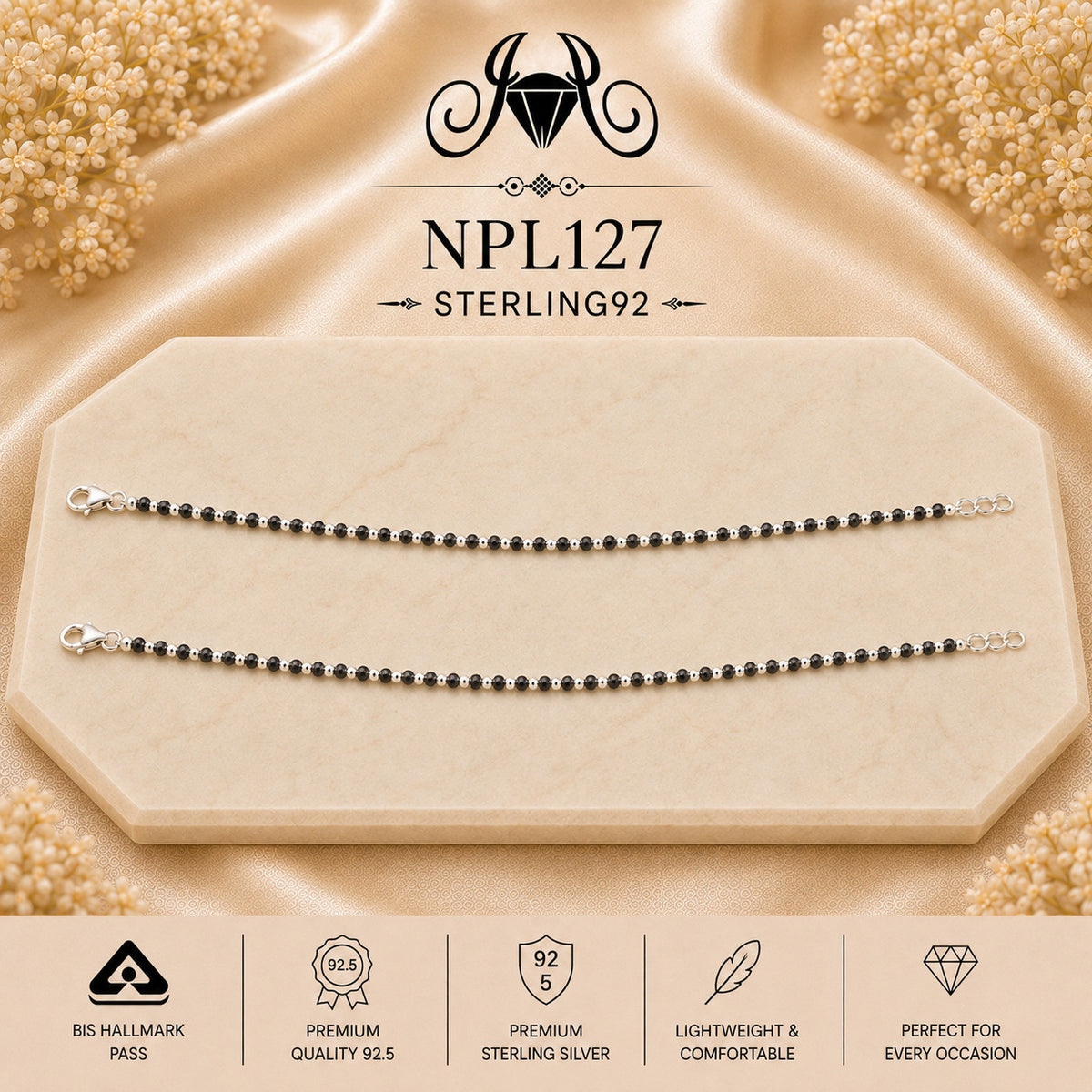 NPL127 Black Beeds Payal portrait