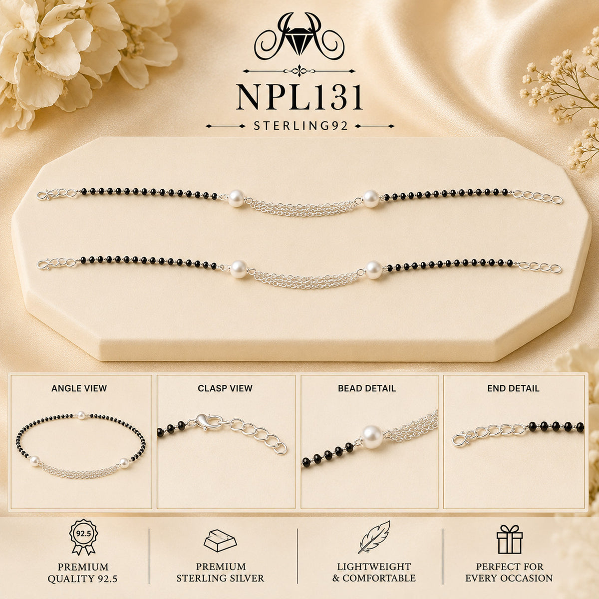 NPL131 Black Beeds Payal collage