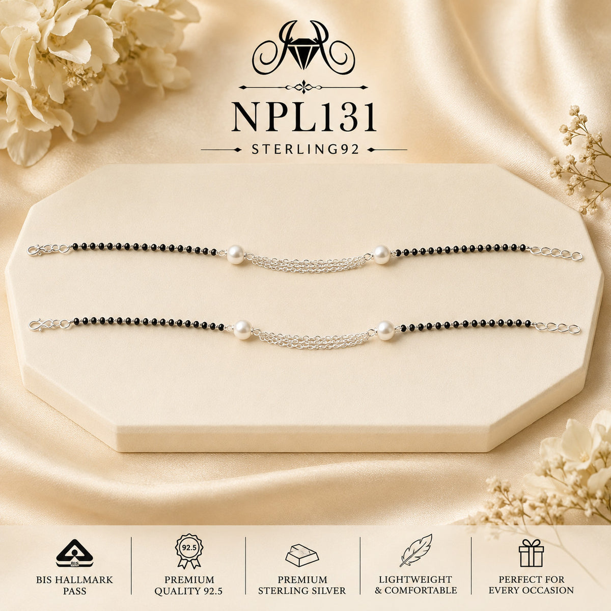 NPL131 Black Beeds Payal portrait