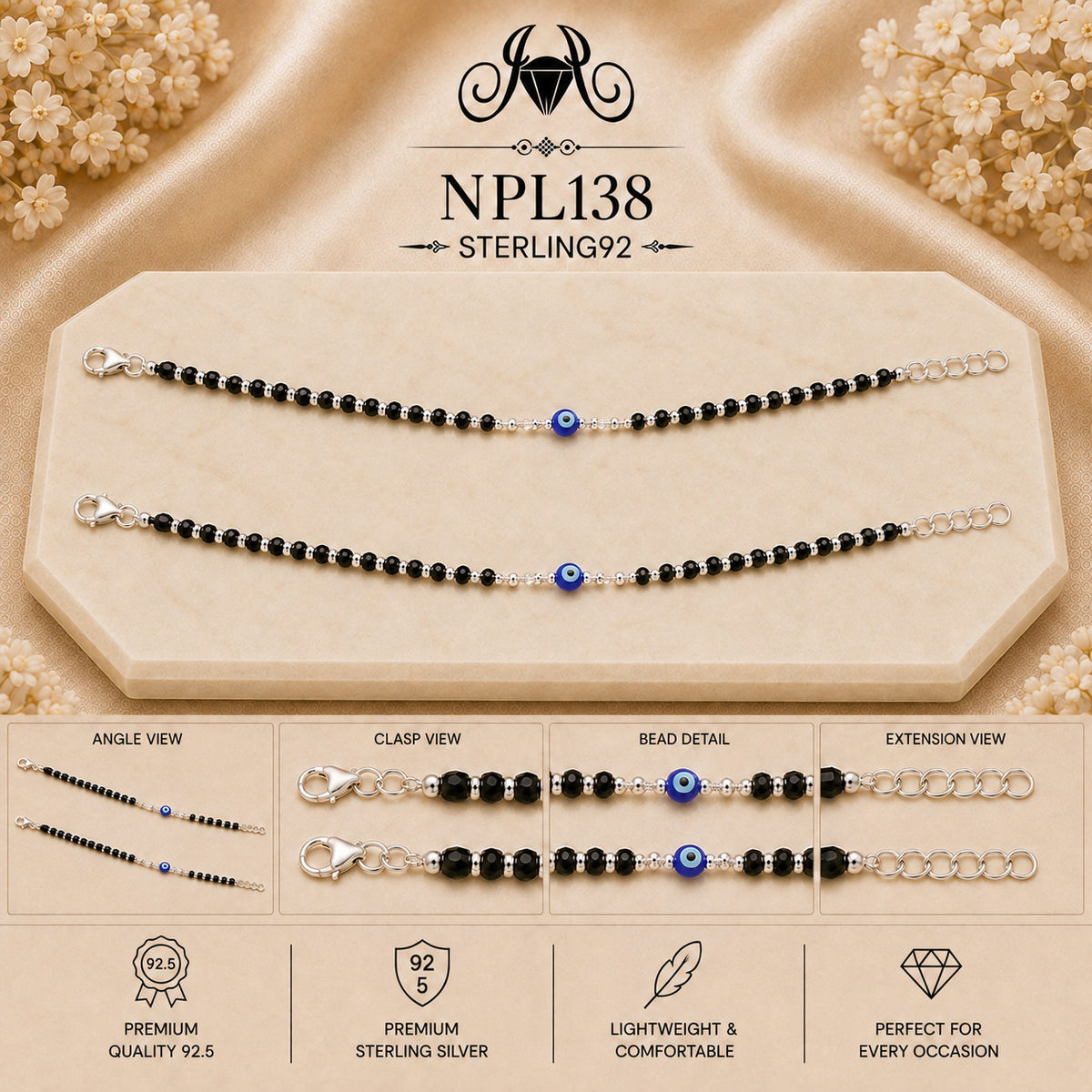 NPL138 Black Beeds Payal collage