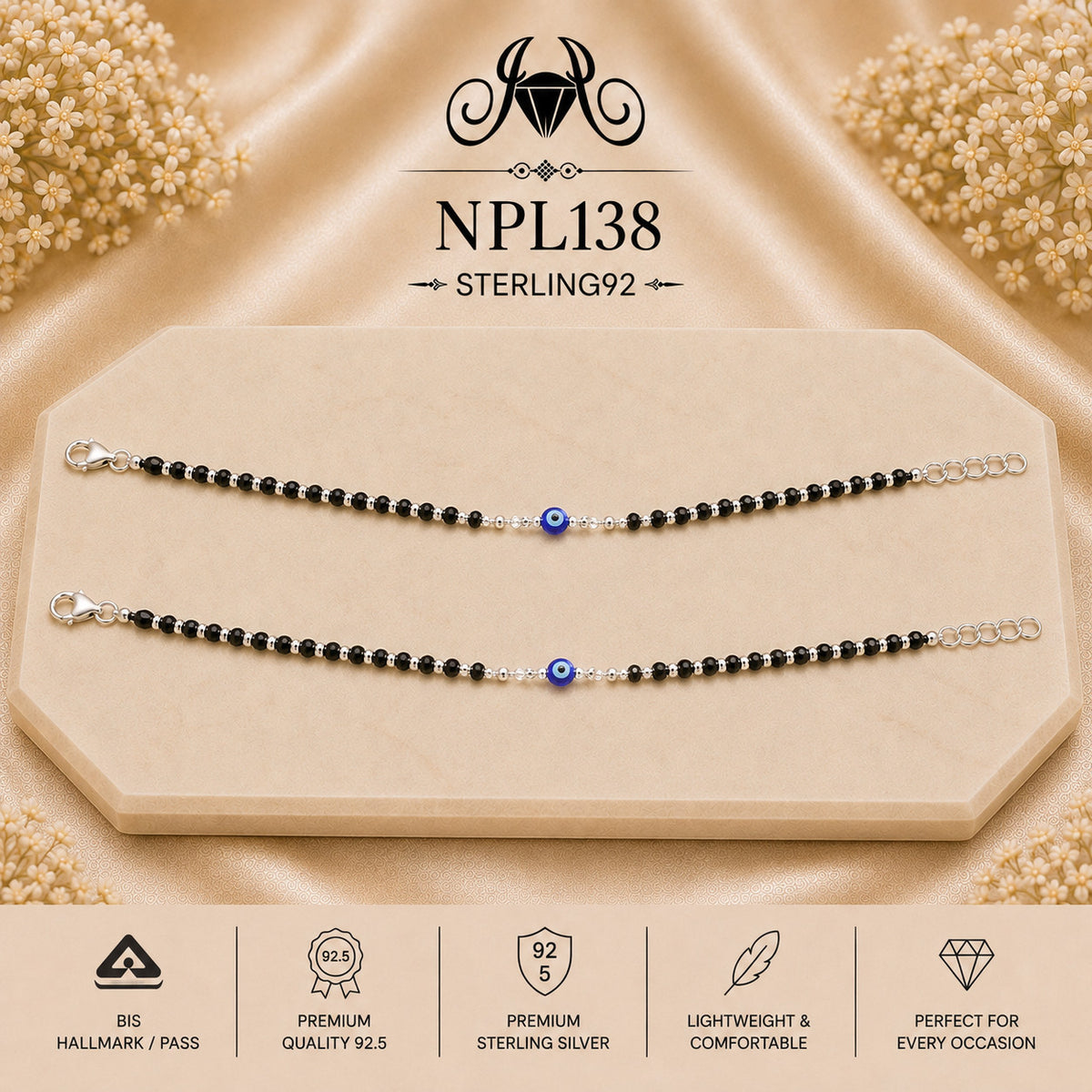 NPL138 Black Beeds Payal portrait