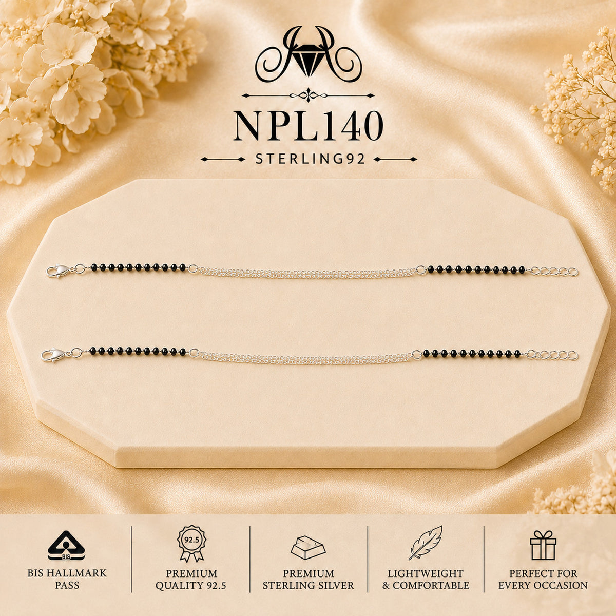 NPL140 Black Beeds Payal portrait