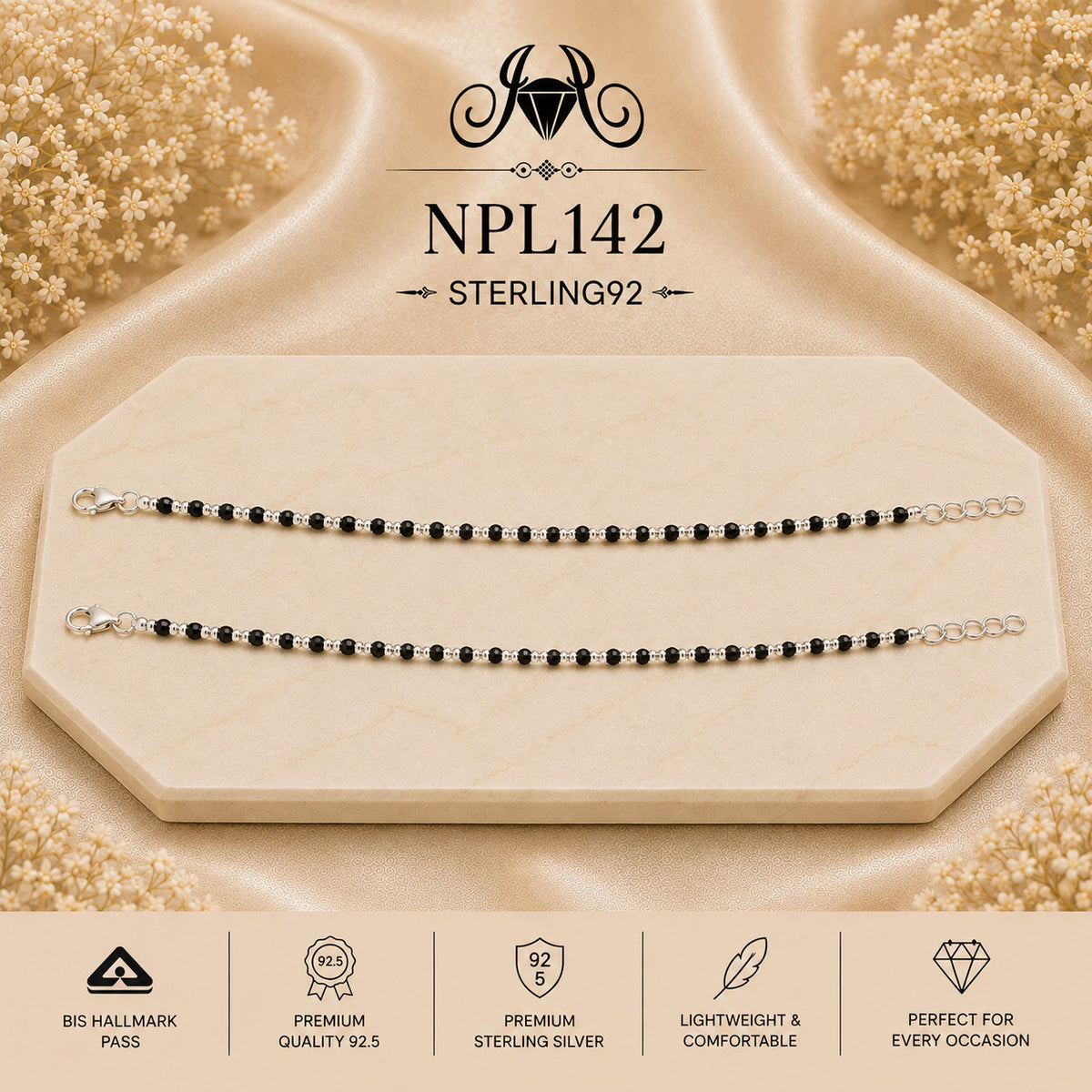 NPL142 Black Beeds Payal portrait