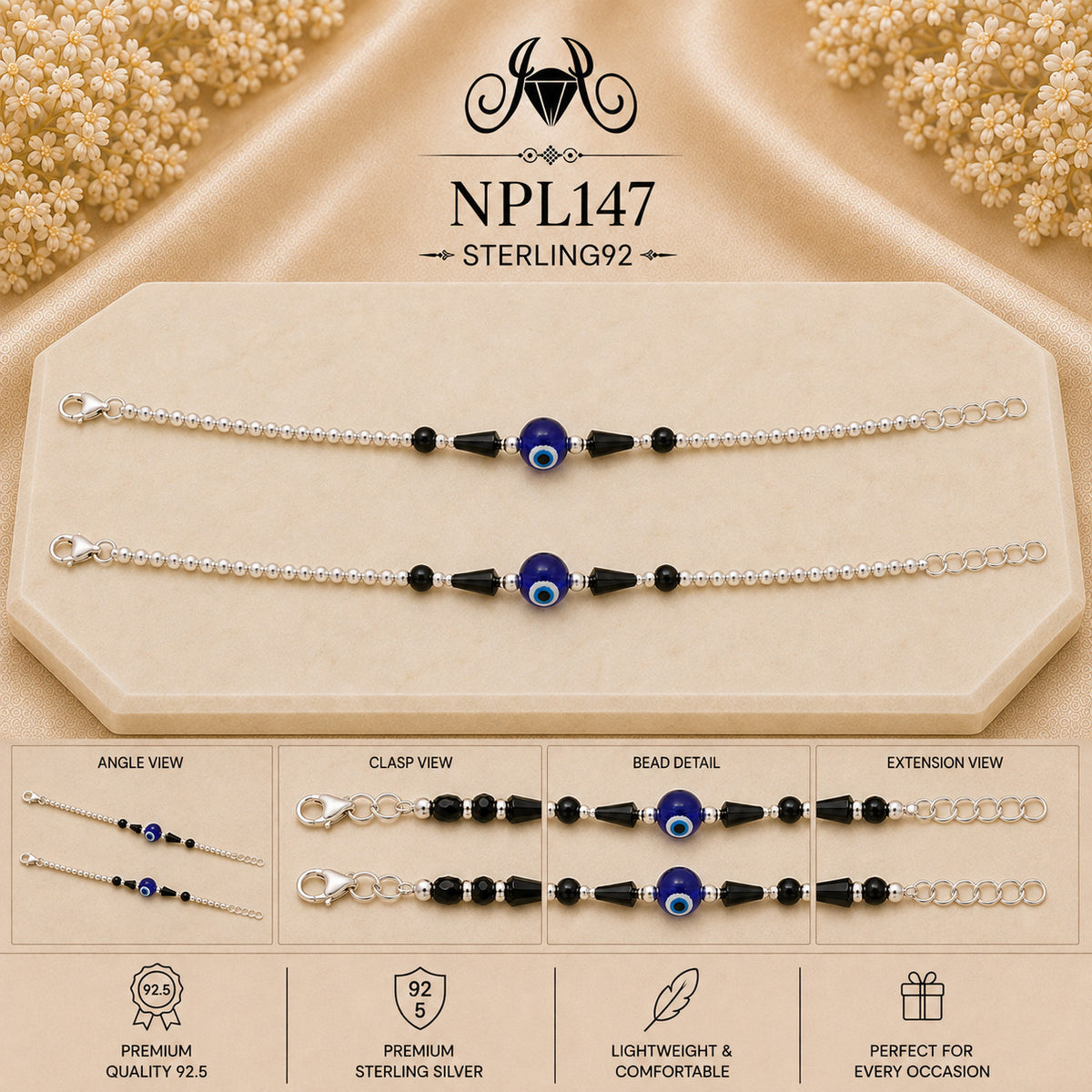 NPL147 Black Beeds Payal collage