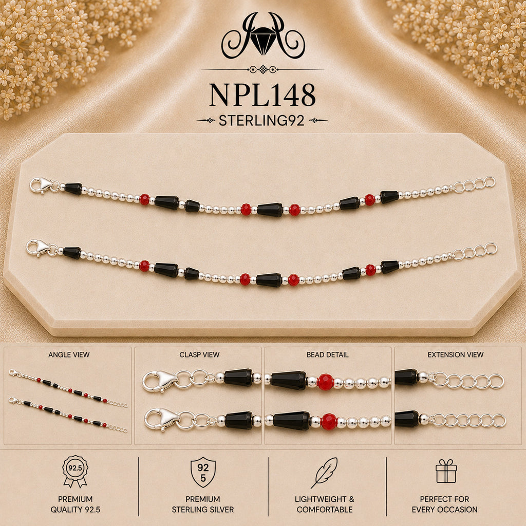 NPL148 Black Beeds Payal collage