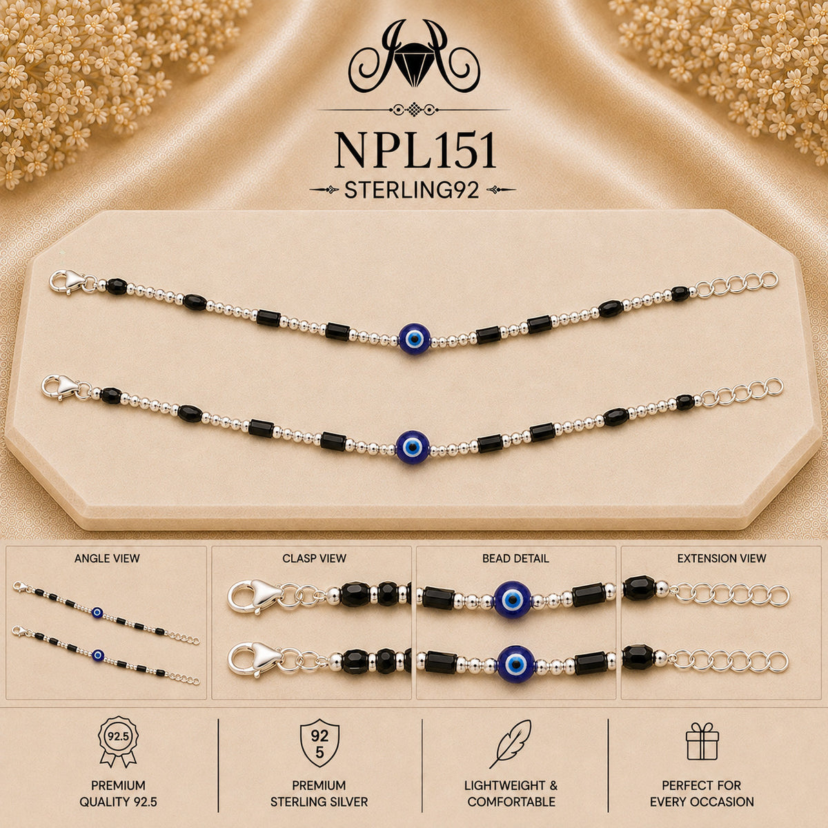 NPL151 Black Beeds Payal collage