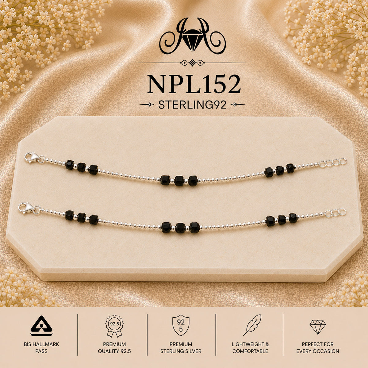 NPL152 Black Beeds Payal portrait