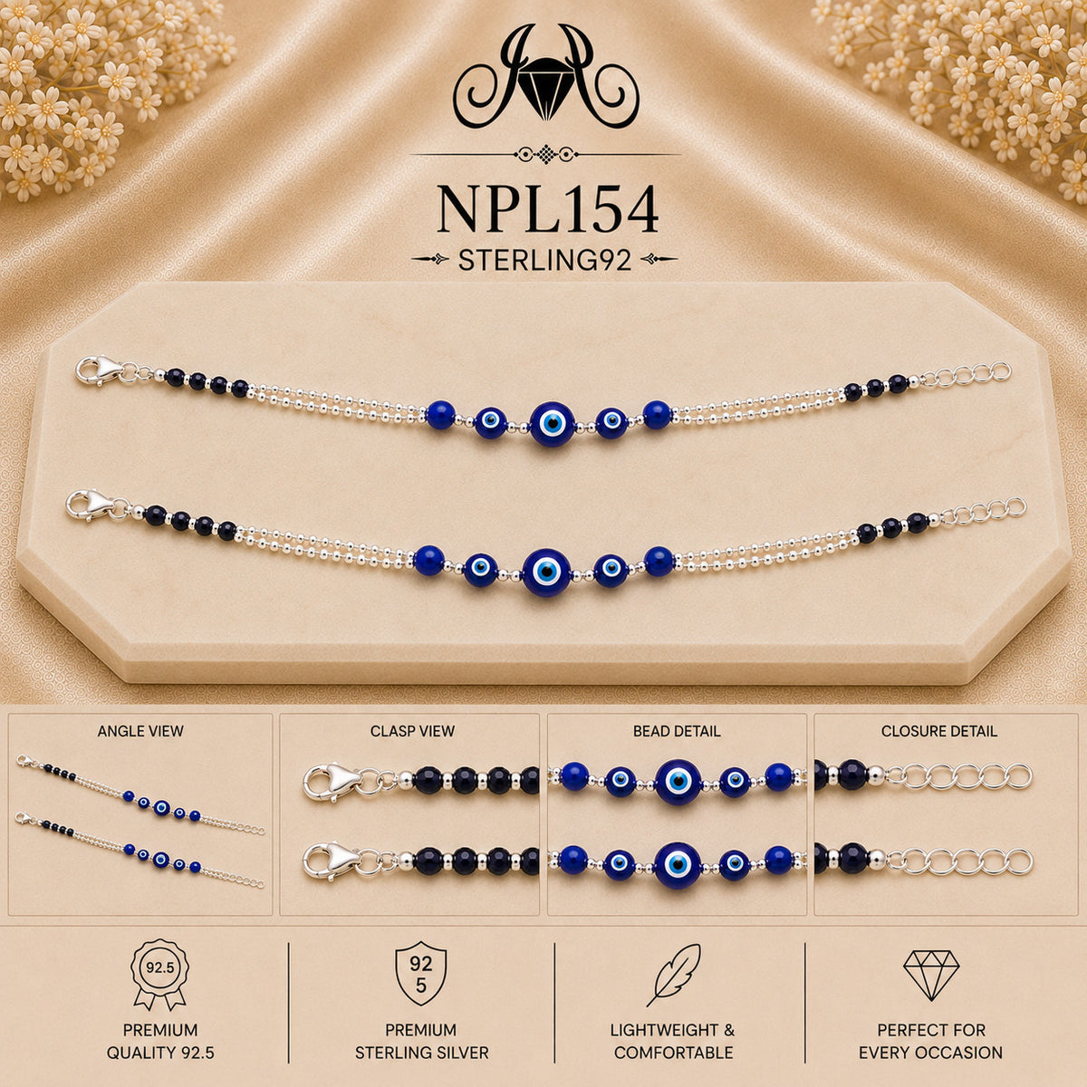 NPL154 Black Beeds Payal collage