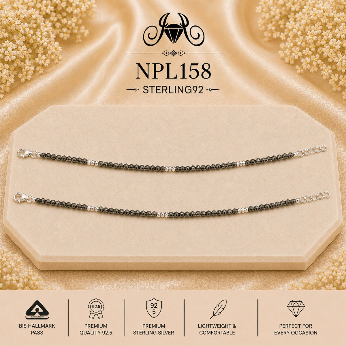 NPL158 Black Beeds Payal portrait