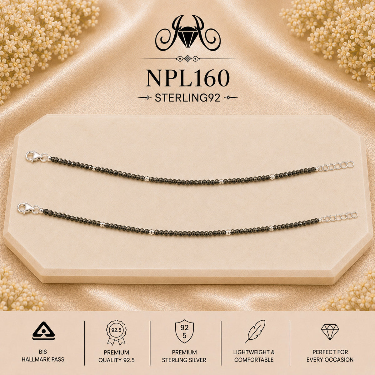 NPL160 Black Beeds Payal portrait