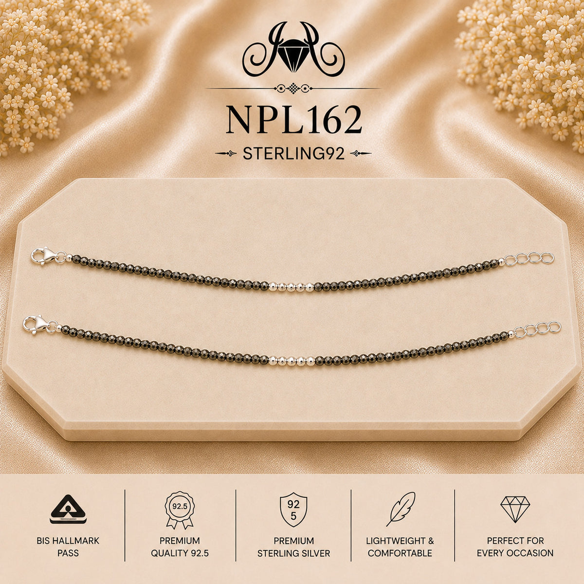 NPL162 Black Beeds Payal portrait