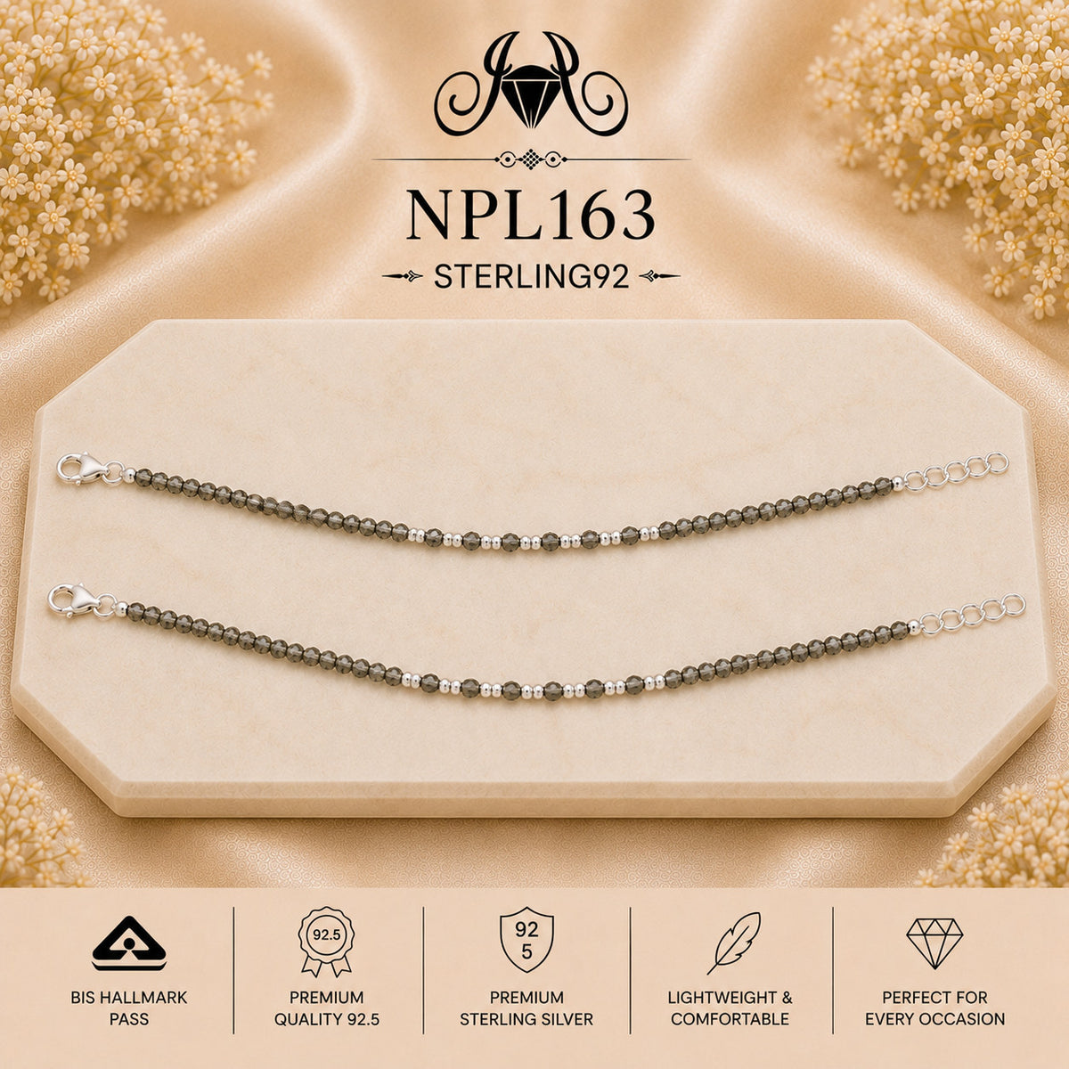 NPL163 Black Beeds Payal portrait