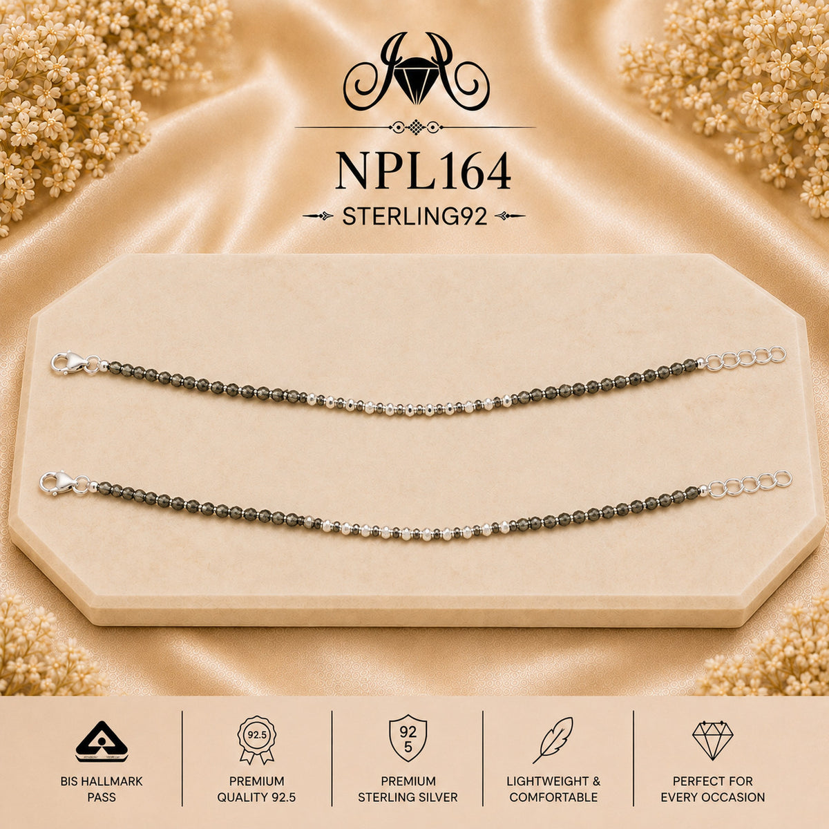 NPL164 Black Beeds Payal portrait