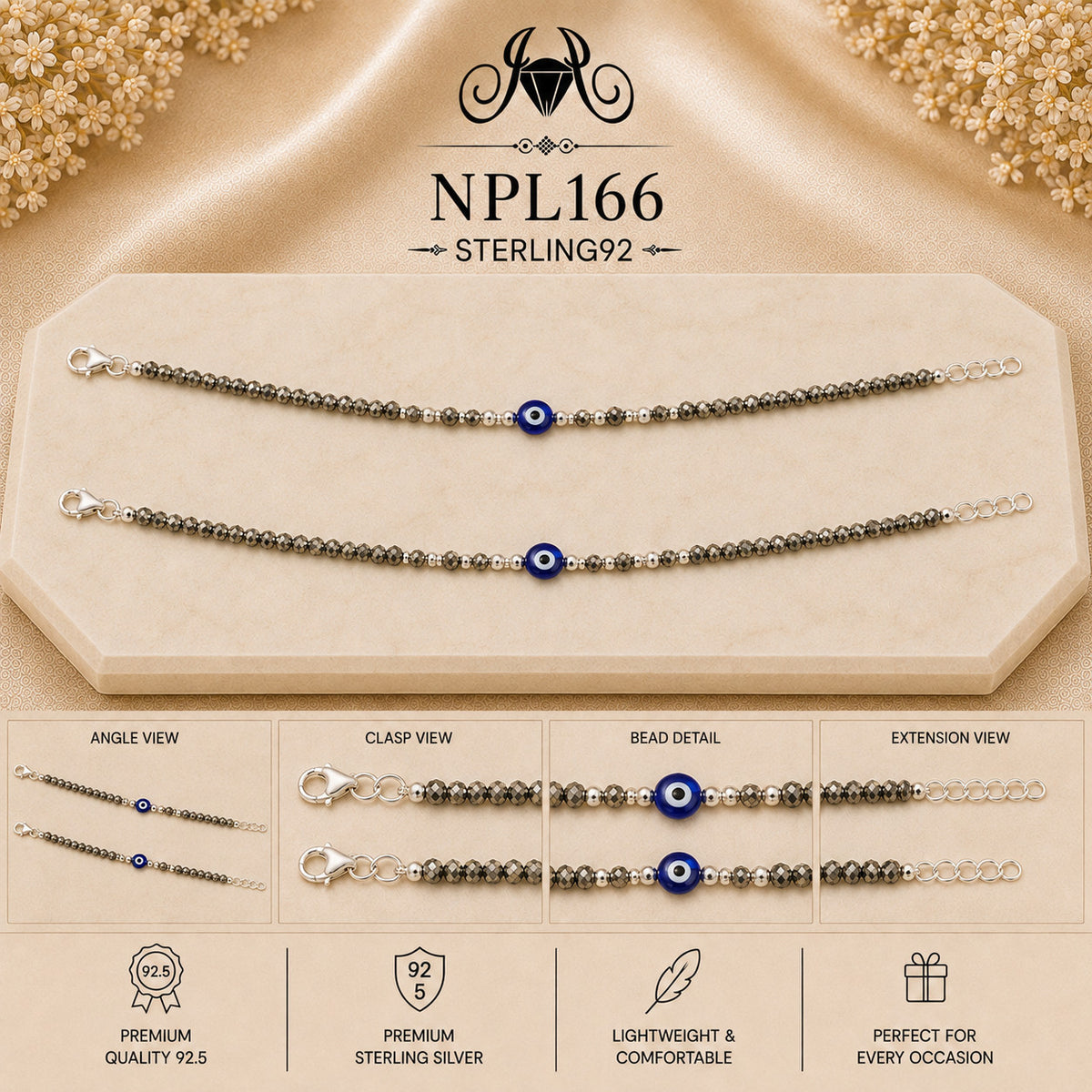 NPL166 Black Beeds Payal collage