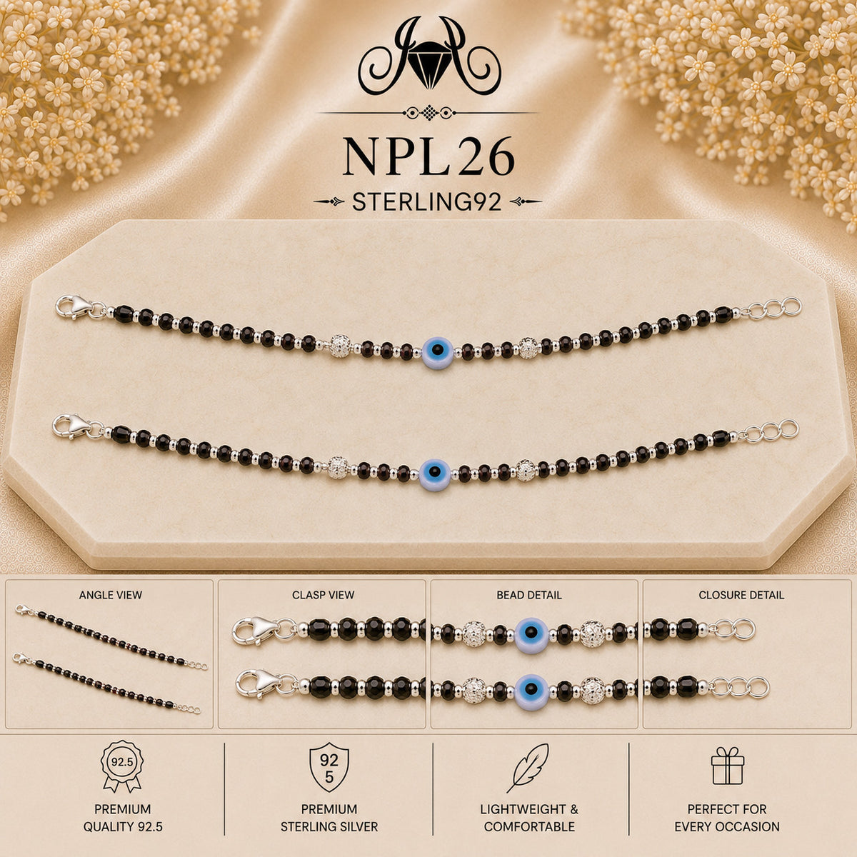 NPL26 Black Beeds Payal collage