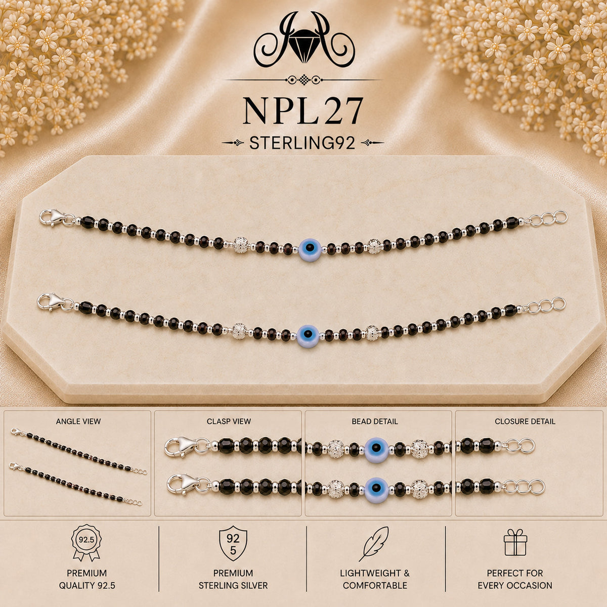 NPL27 Black Beeds Payal collage