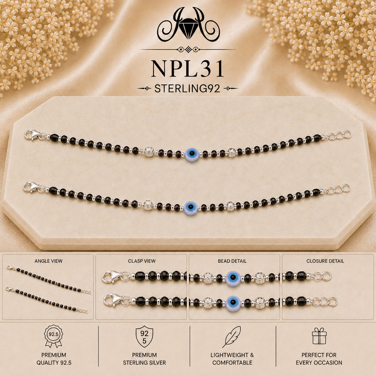 NPL31 Black Beeds Payal collage