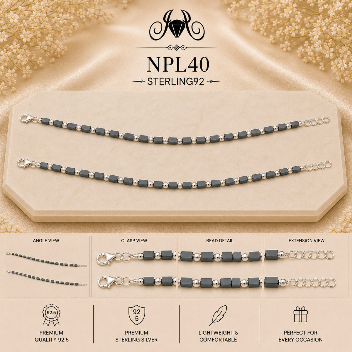 NPL40 Black Beeds Payal collage