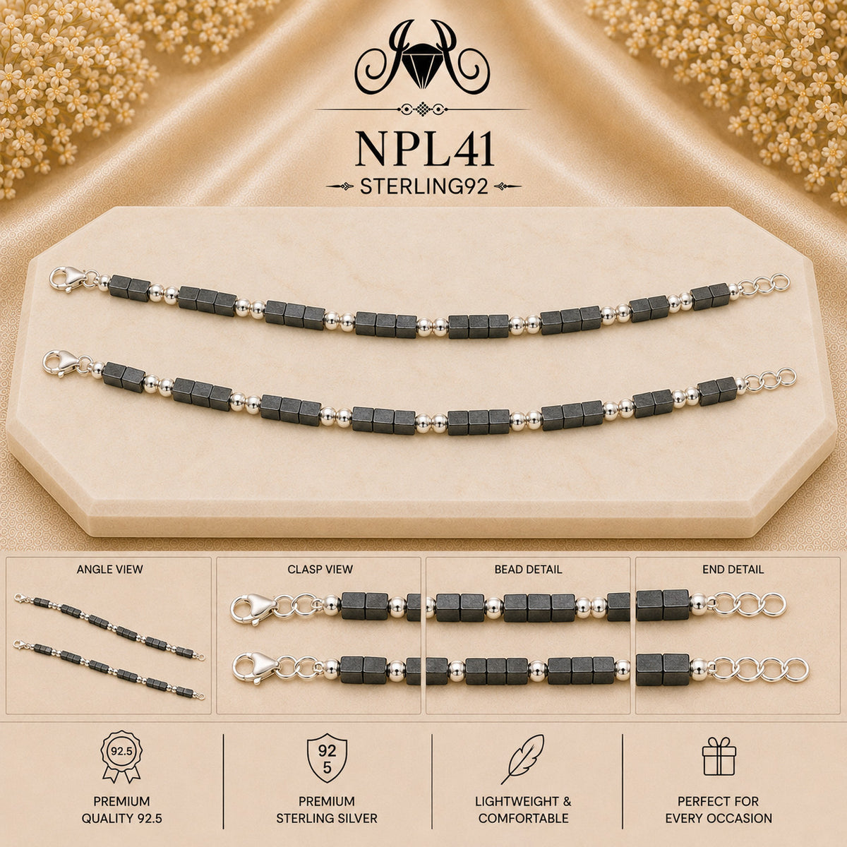 NPL41 Black Beeds Payal collage
