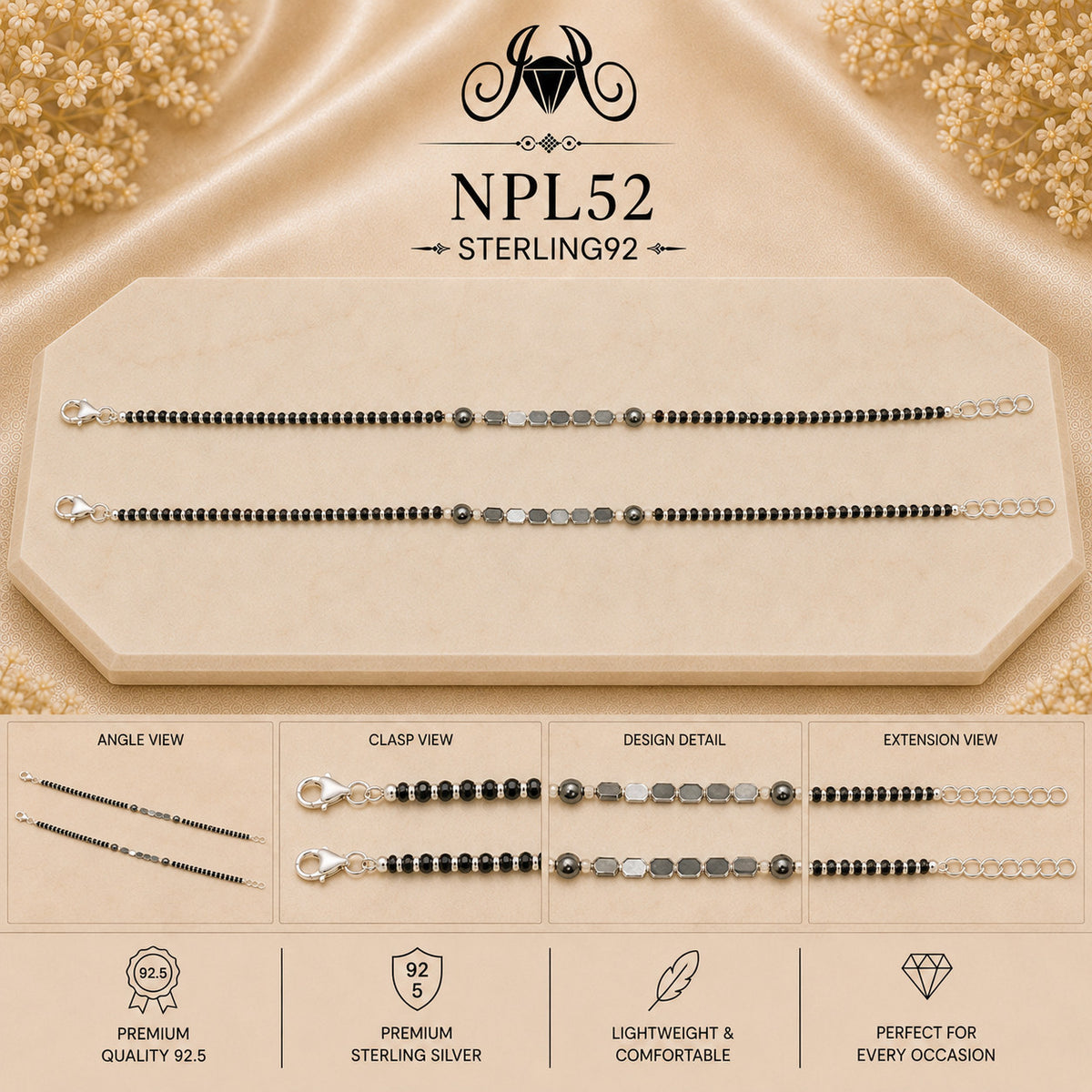 NPL52 Black Beeds Payal collage