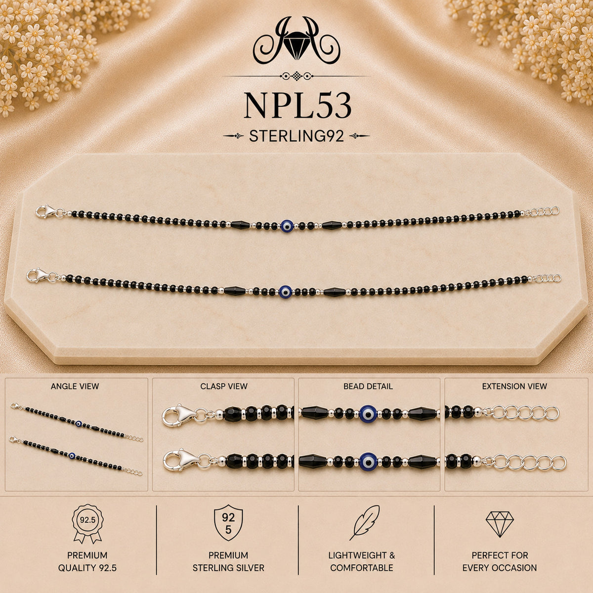 NPL53 Black Beeds Payal collage