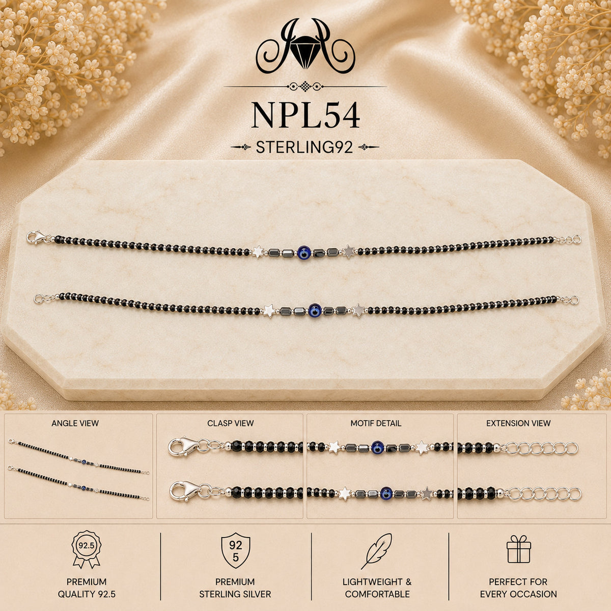 NPL54 Black Beeds Payal collage