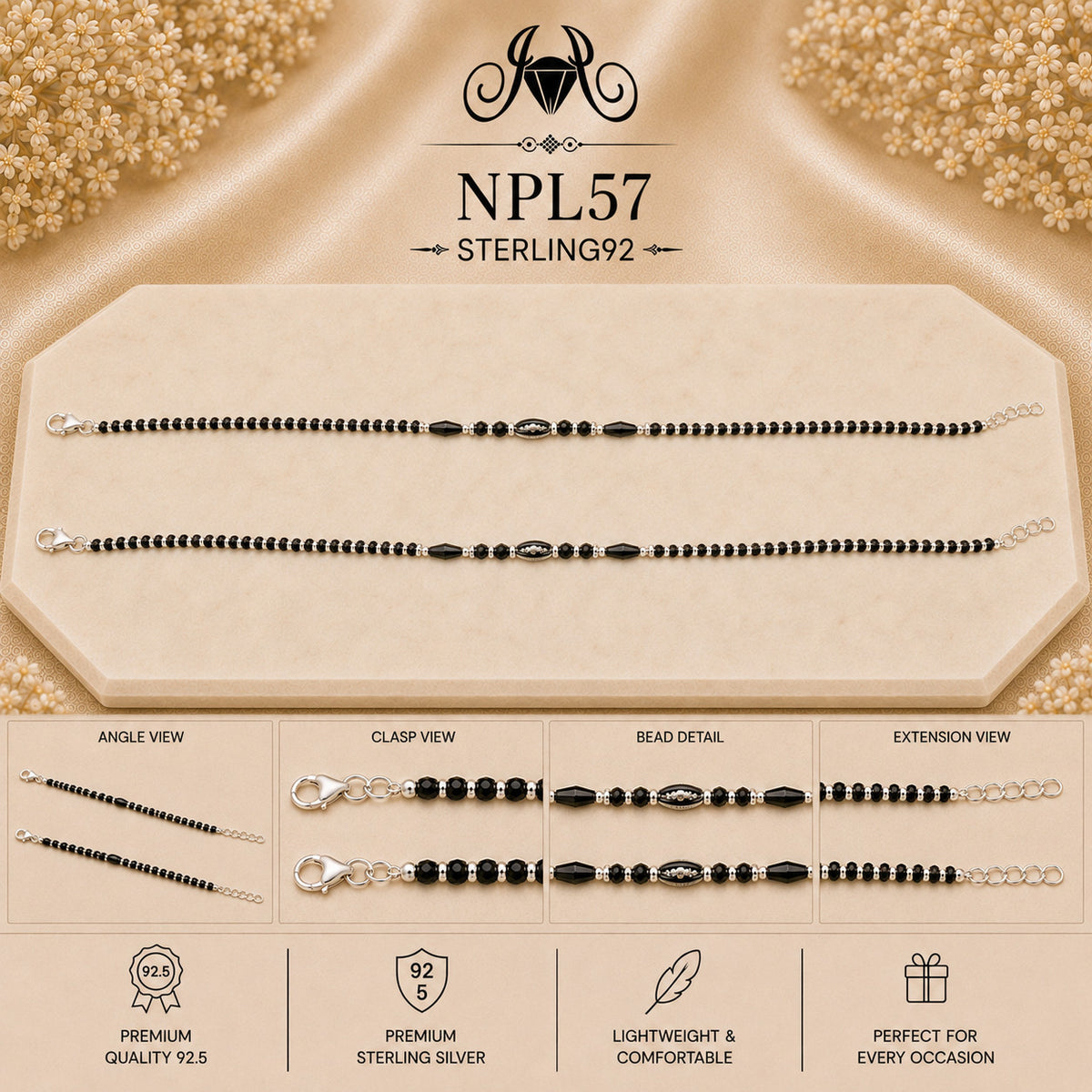 NPL57 Black Beeds Payal collage