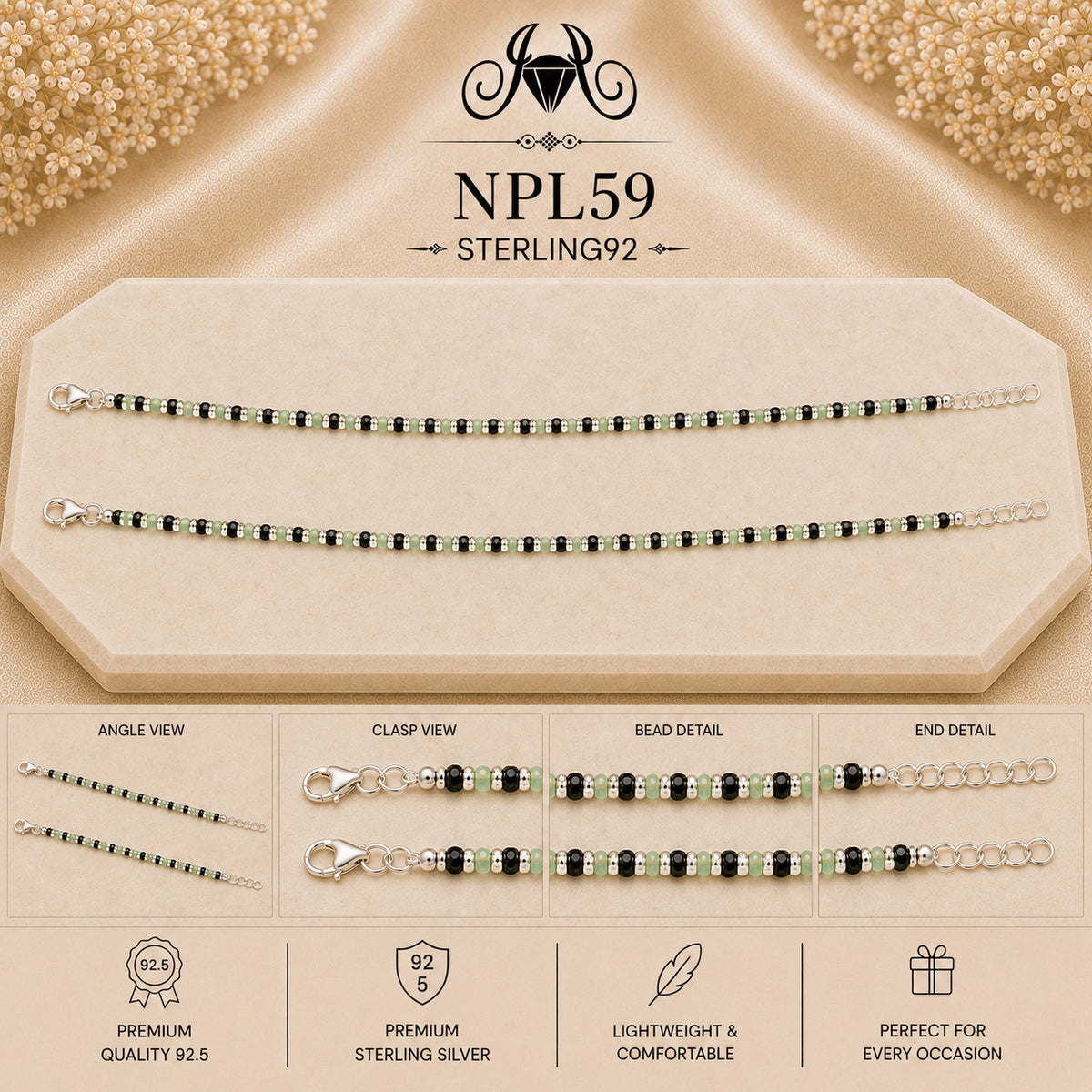 NPL59 Black Beeds Payal collage