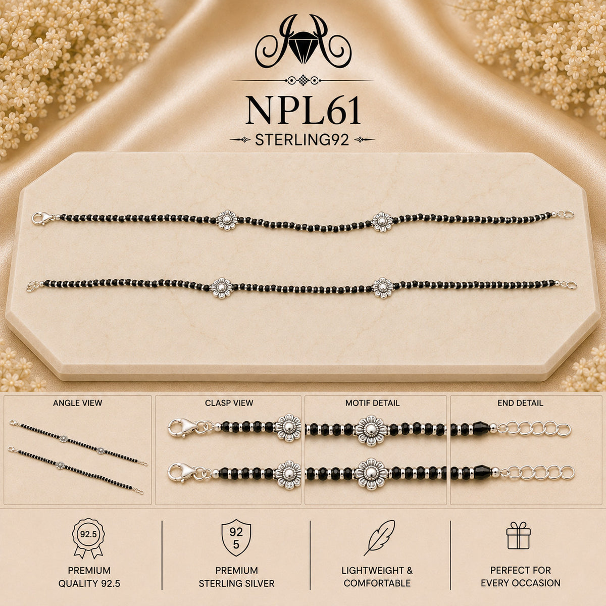 NPL61 Black Beeds Payal collage
