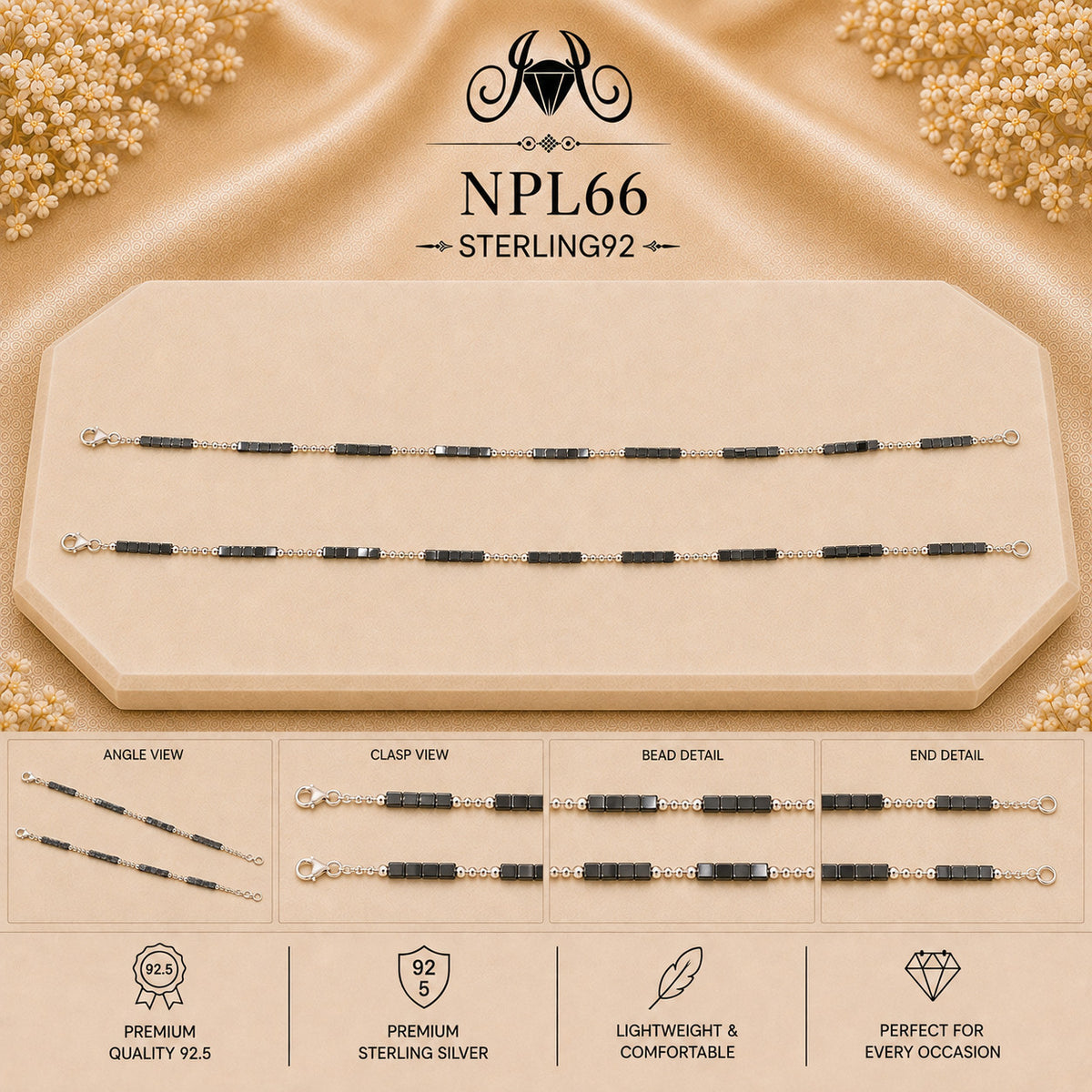 NPL66 Black Beeds Payal collage
