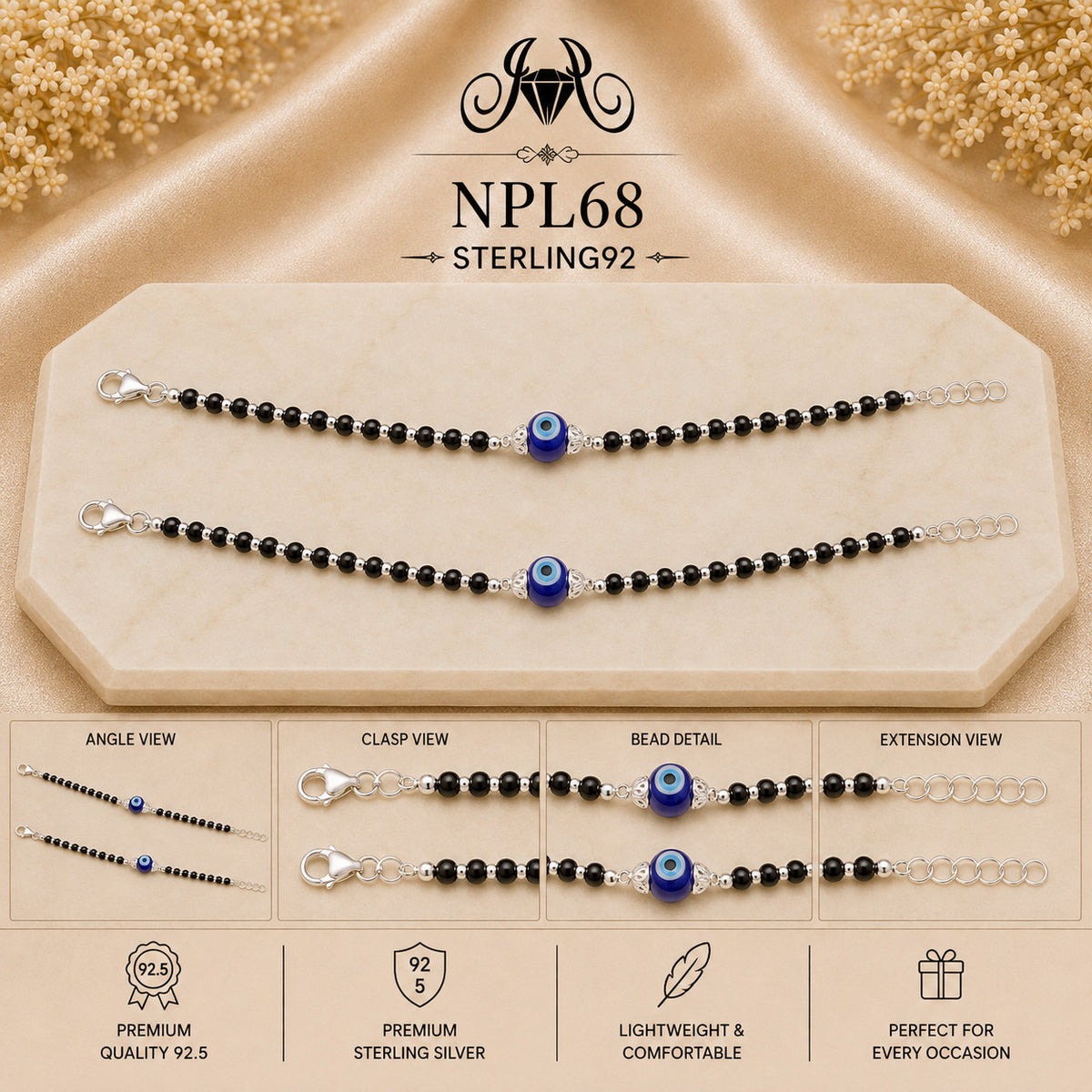 NPL68 Black Beeds Payal collage