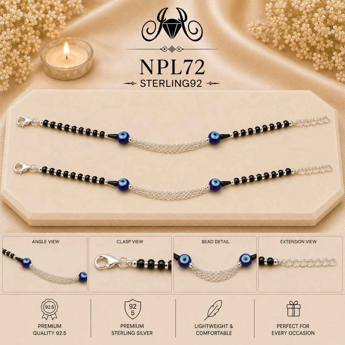 NPL72 Black Beeds Payal collage
