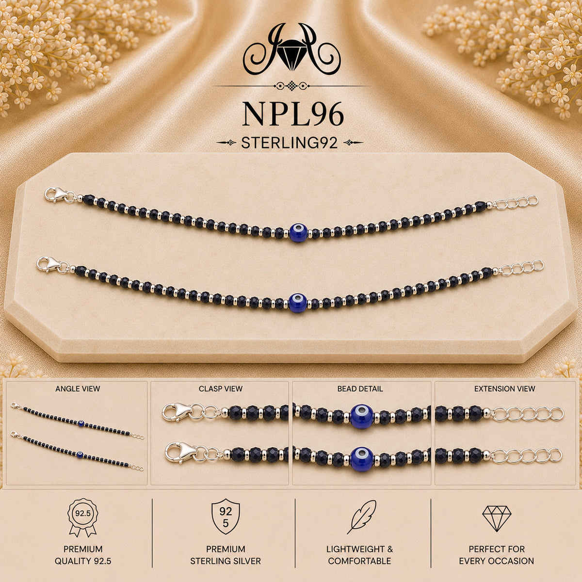 NPL96 Black Beeds Payal collage