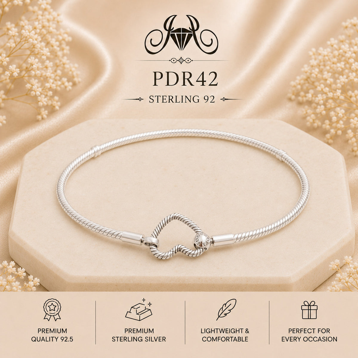 PDR42 92.5 Sterling Silver Charm Bracelet portrait