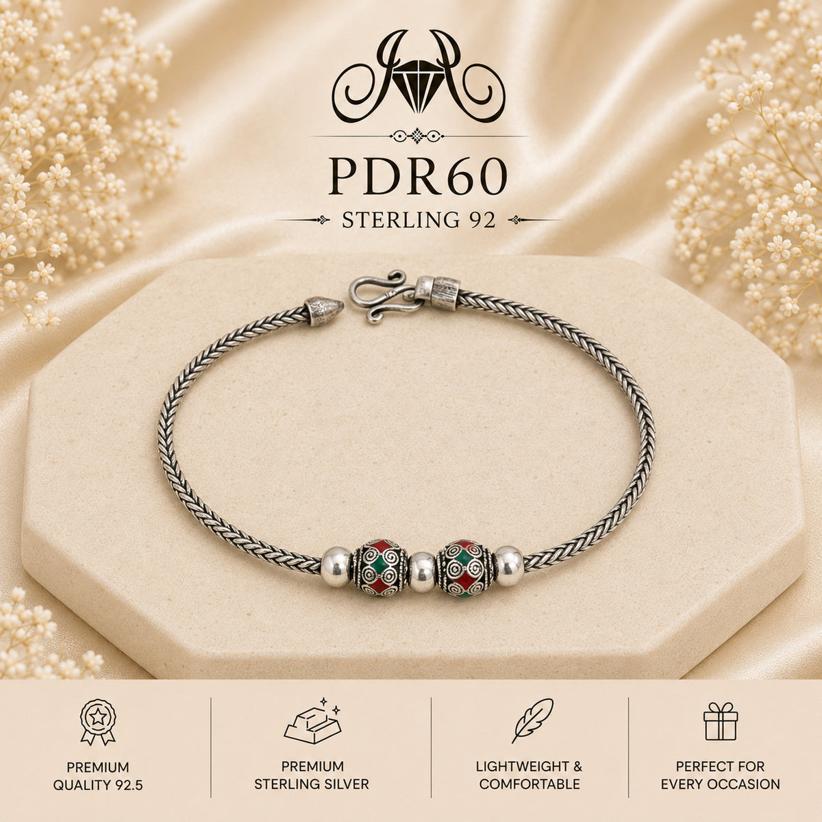 PDR60 92.5 Sterling Silver Charm Bracelet portrait