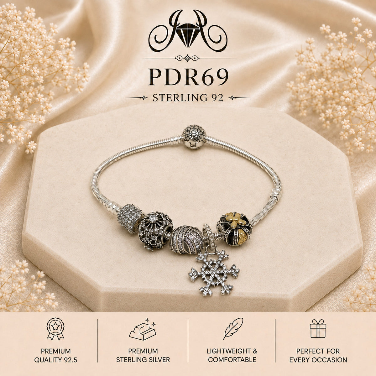 PDR69 92.5 Sterling Silver Charm Bracelet portrait