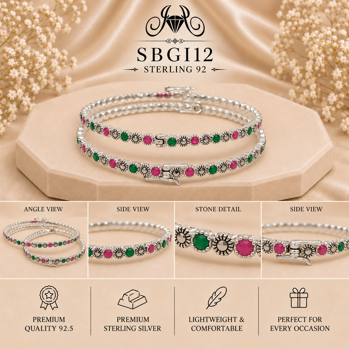SBGI12 Sterling Silver Bangles collage