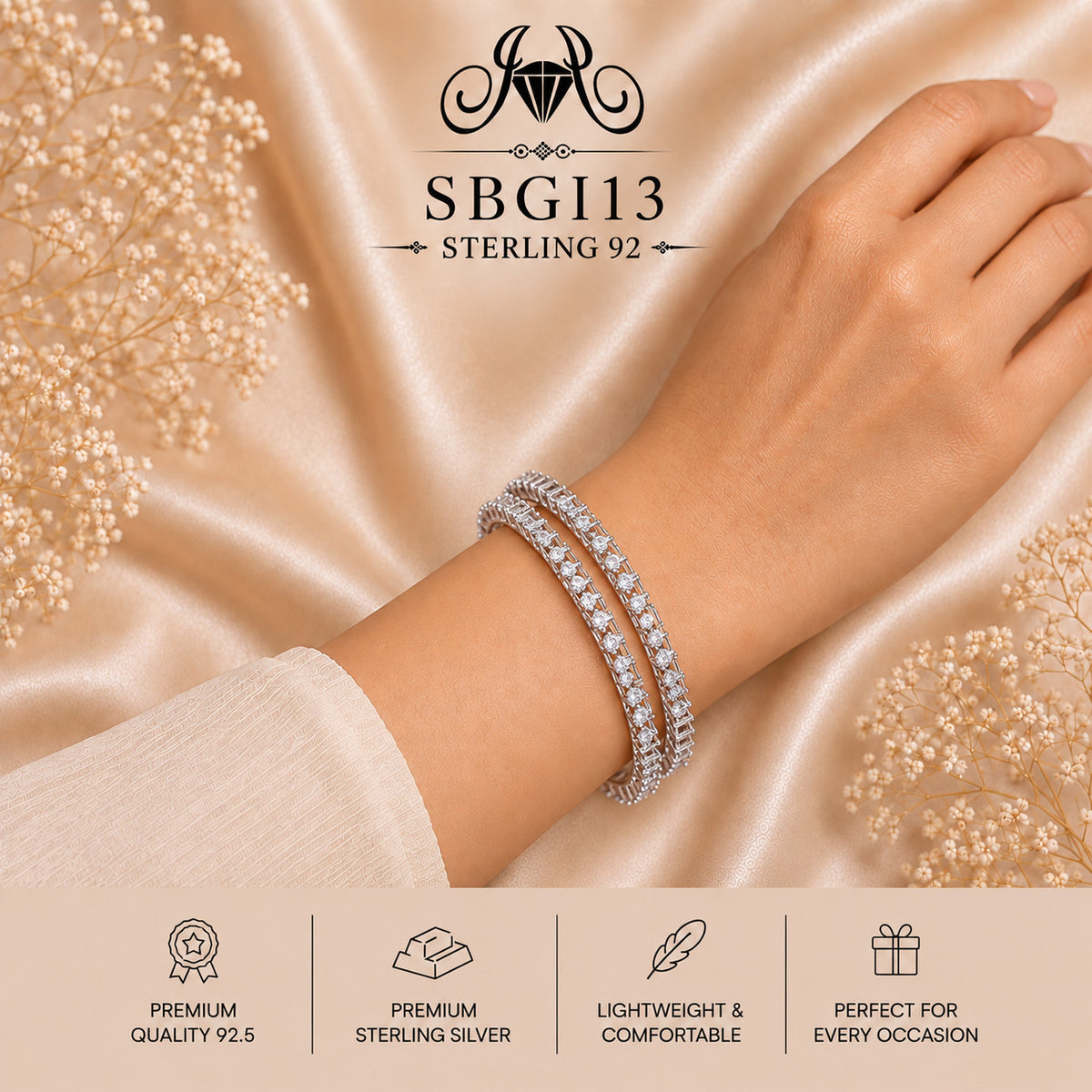 SBGI13 Sterling Silver Bangles wearing