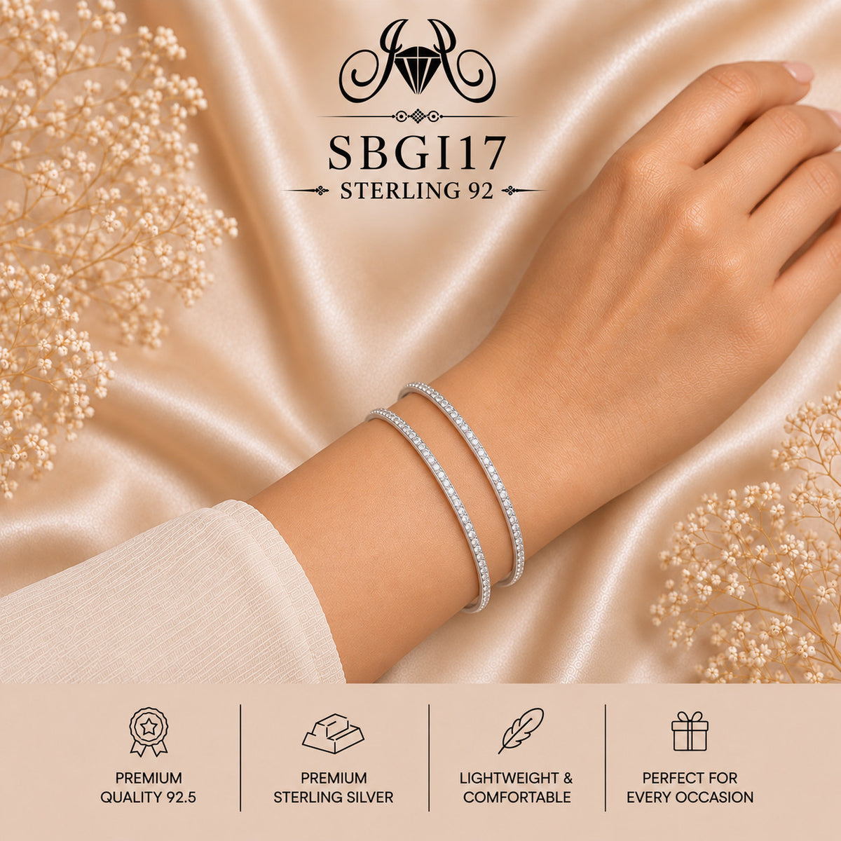 SBGI17 Sterling Silver Bangles wearing
