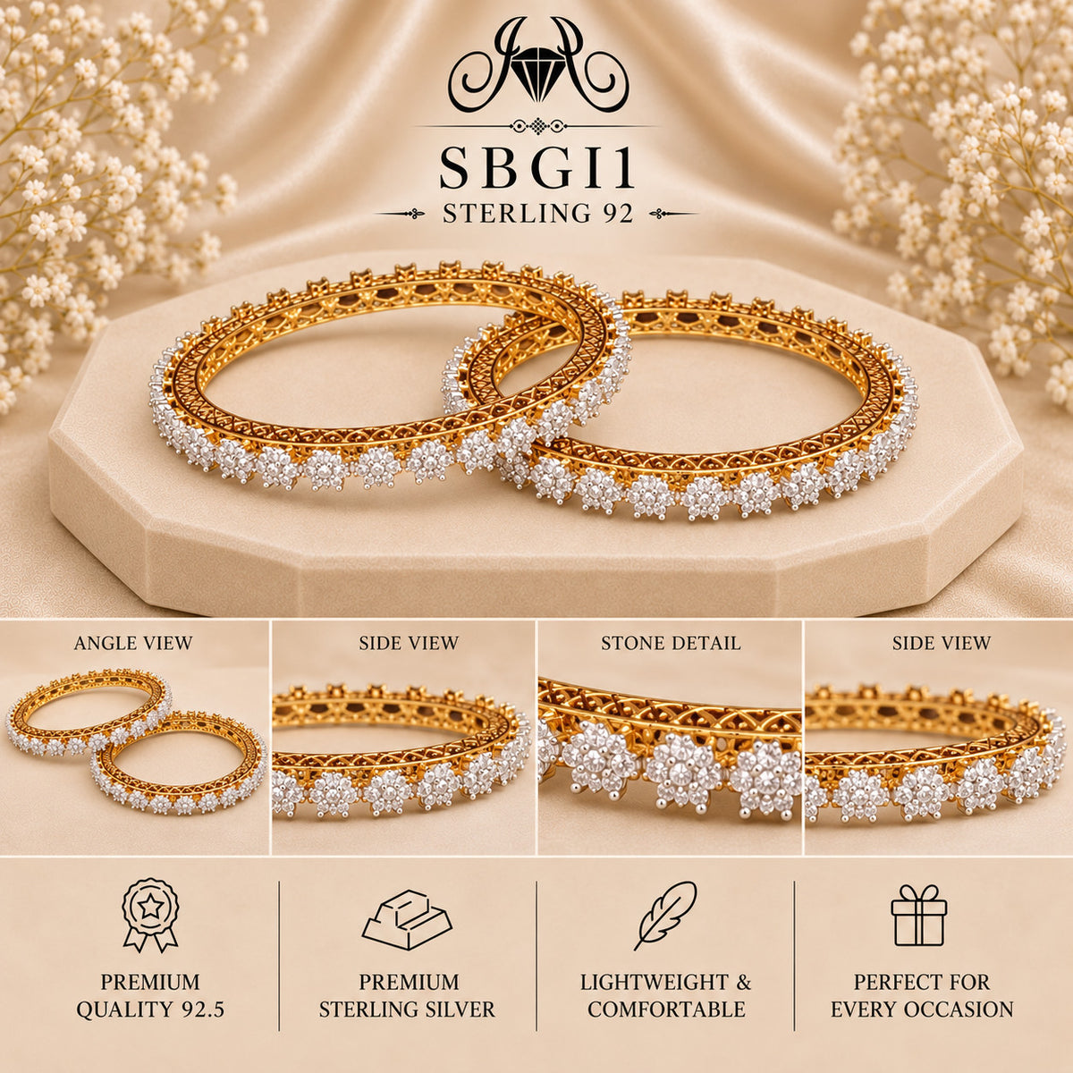 SBGI1 Sterling Silver Bangles collage