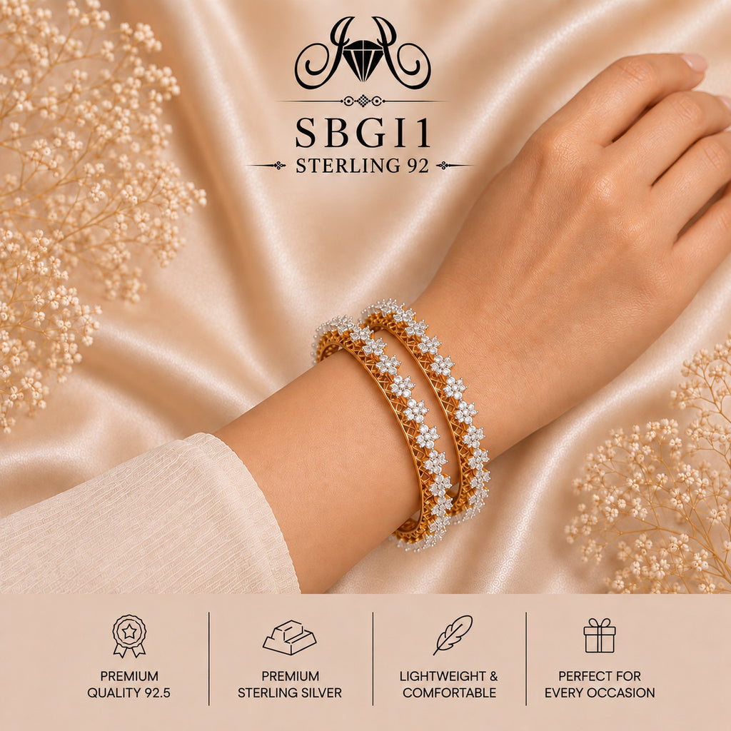 SBGI1 Sterling Silver Bangles wearing