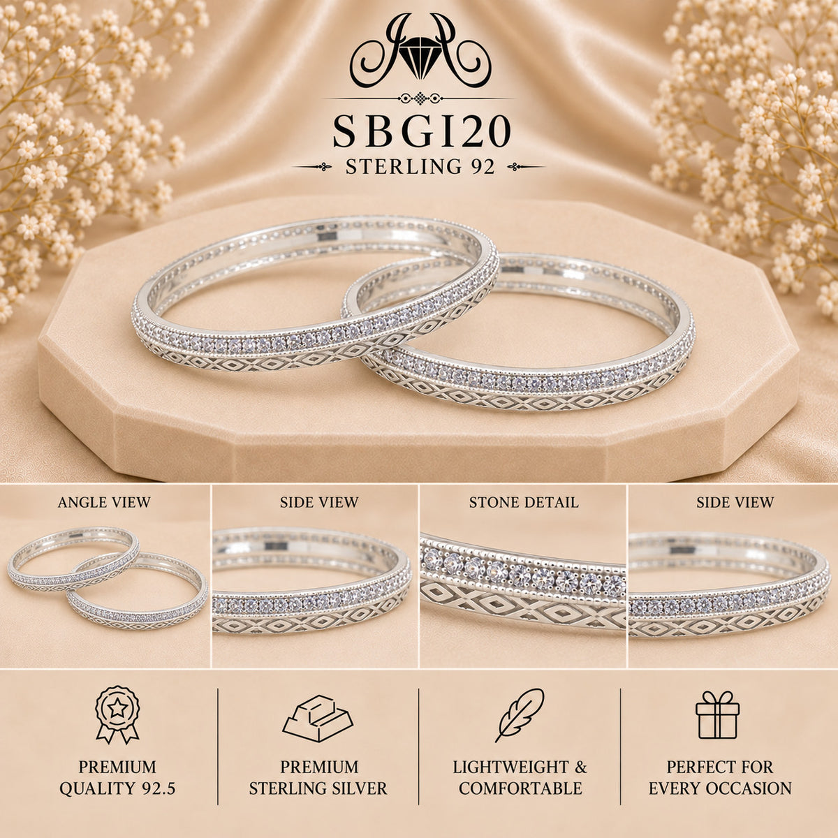 SBGI20 Sterling Silver Bangles collage
