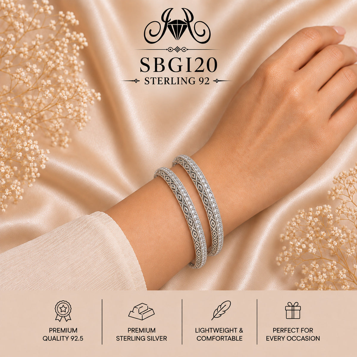 SBGI20 Sterling Silver Bangles wearing